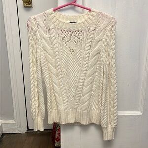 Women's White Cable Knit Sweater